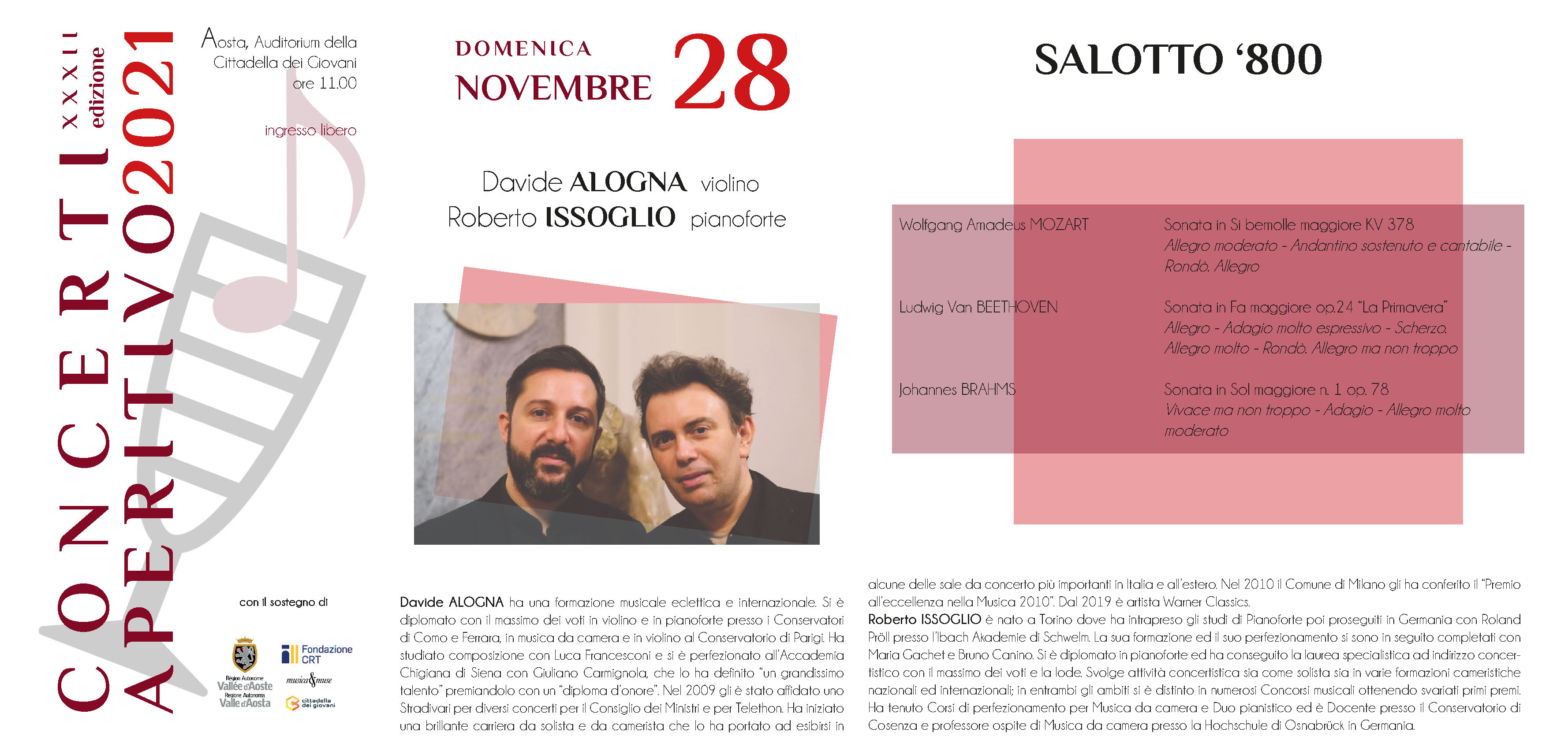 Locandina Concerti Aperitivo - Aosta inverno 2021 quinta data